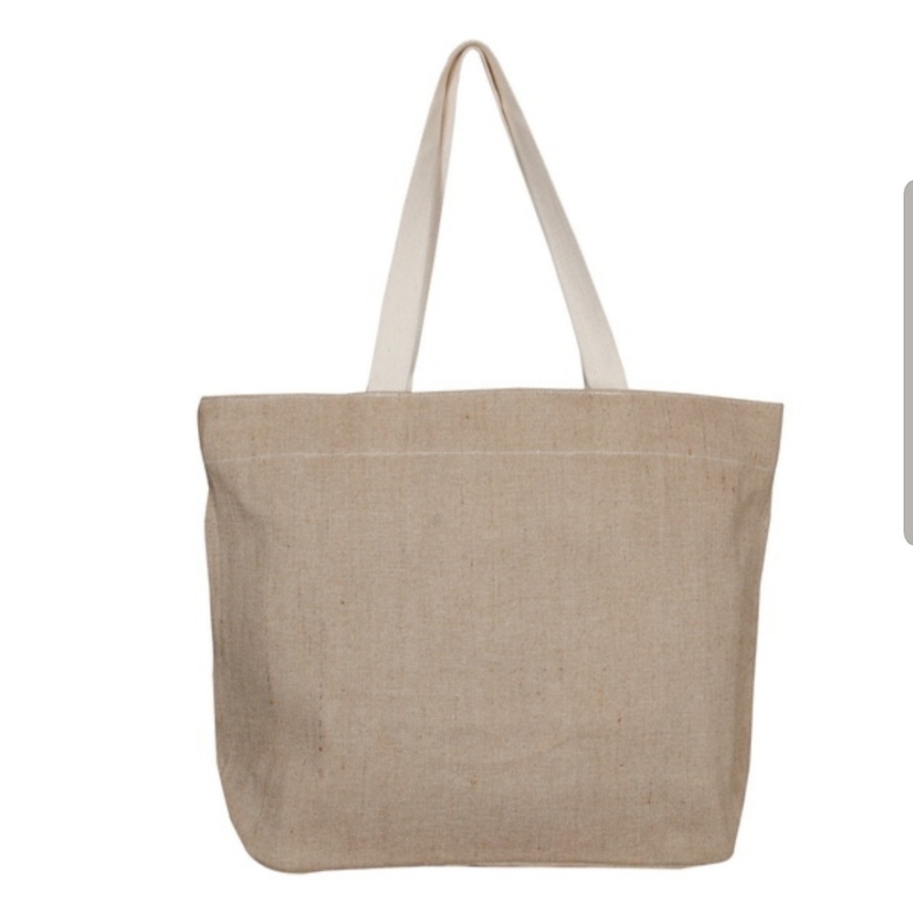 Juton Large Zipper Tote Bag, – Natural